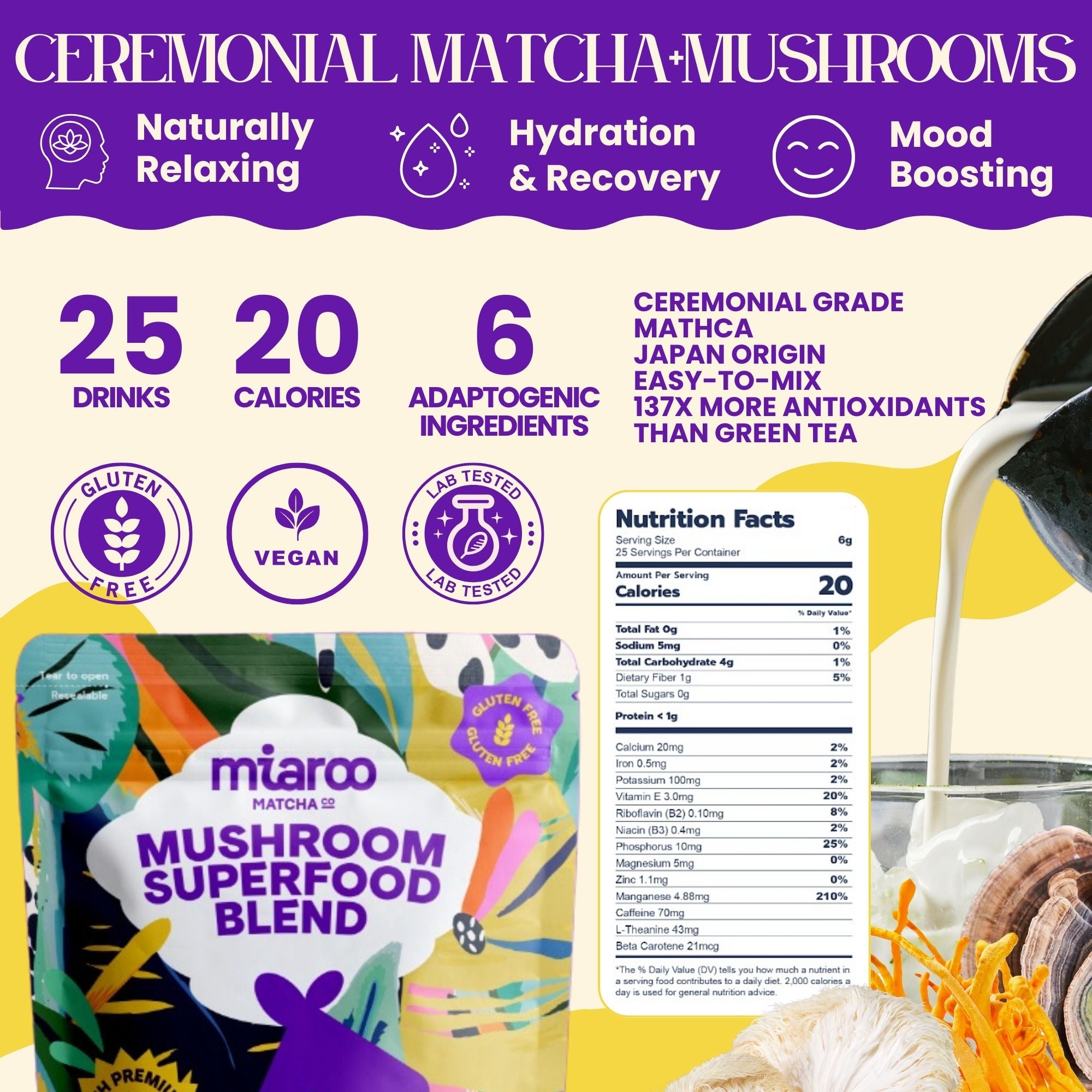 miamaua ミアマウモンスーズ グラキリス Super Mushrooms + Matcha – Miaroo