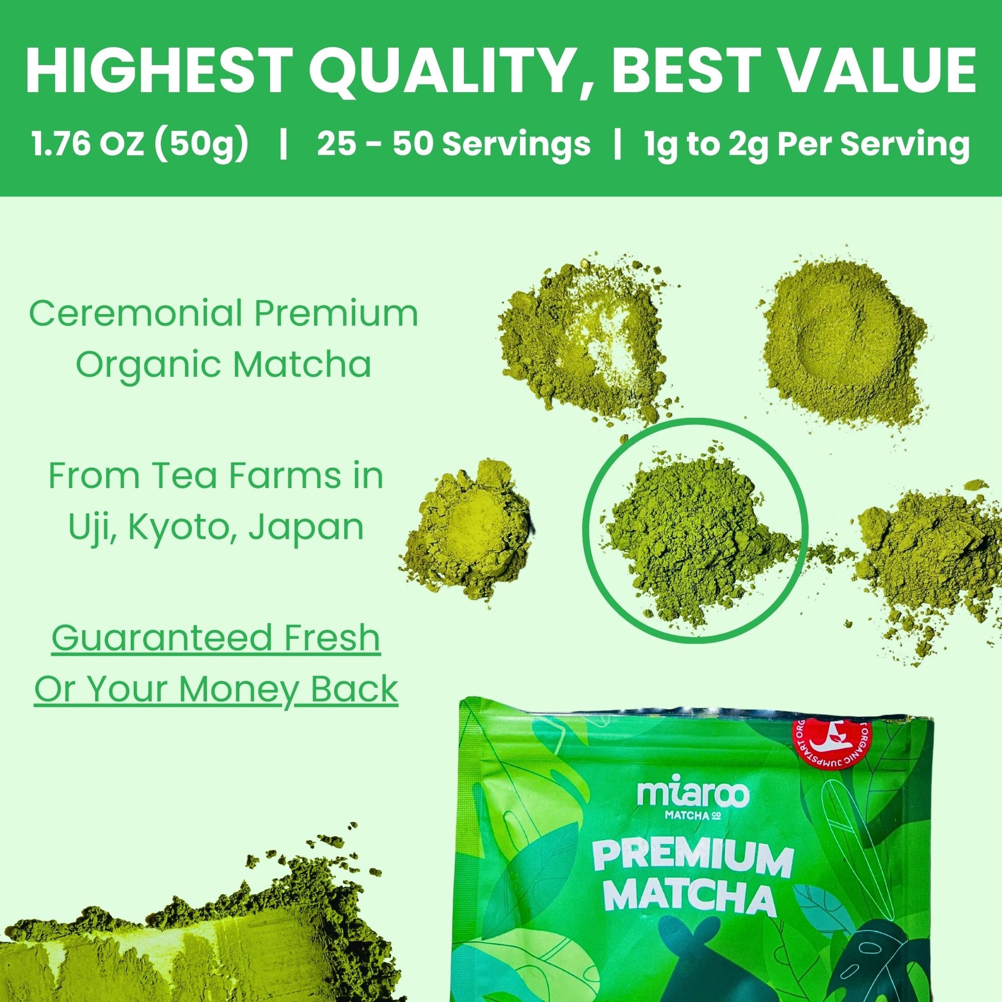 Ceremonial Matcha Green Tea Powder - Organic